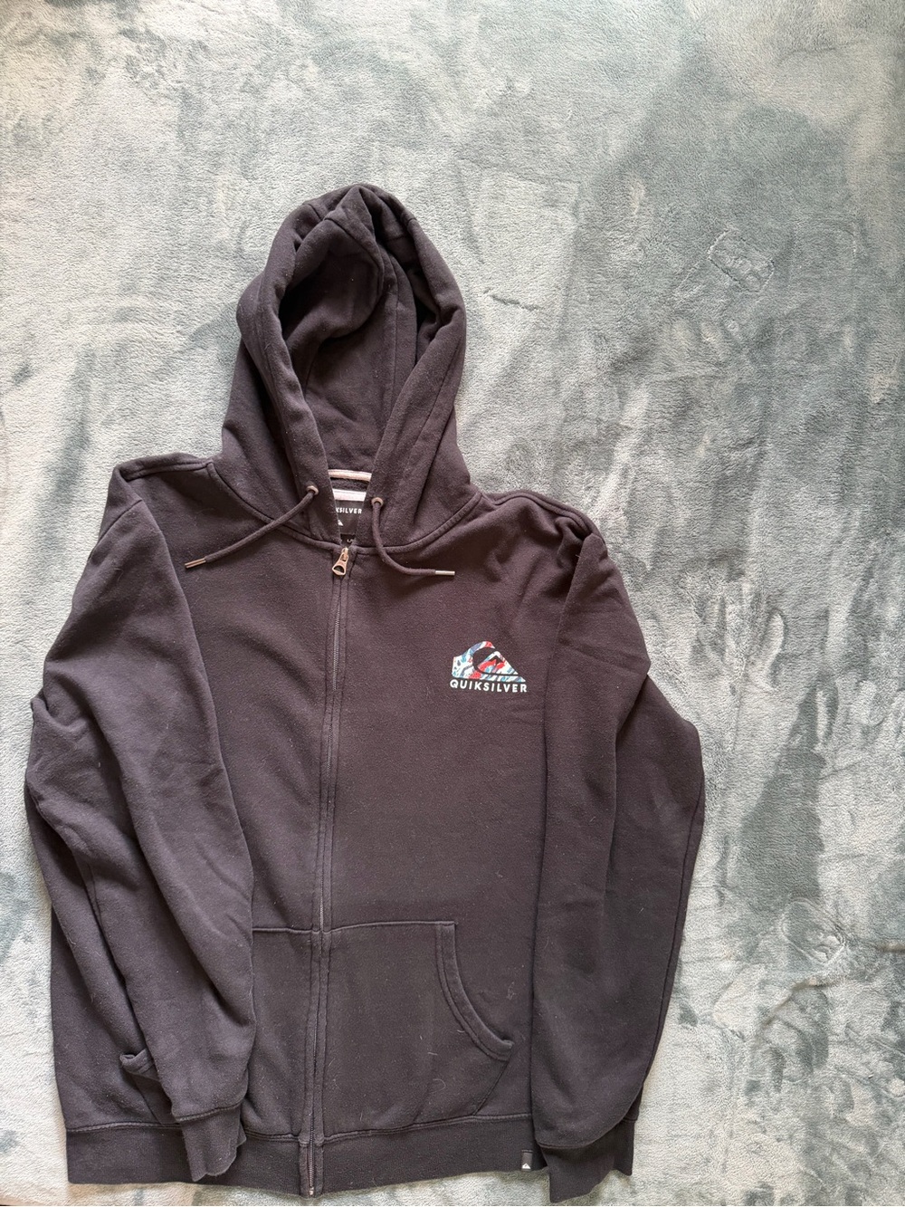 Quiksilver Black Zip-Up Hoodie with Small Chest Logo